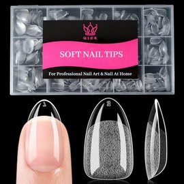 Uñas Postizas Cortas Almendradas, 15 Tamaños, 510 Unidades, Transparentes, Suaves, Preformadas, Semimate, Cobertura Total, Extensiones De Gel, Resiste