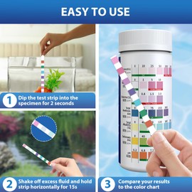 Mighty Care Aquarium Test Strips 7 in 1 for Freshwater 100 Strips Fish Tank Water Testing Kit for Aquarium Pond -Testing Nitrate Nitrite Hardness Chlorine pH Carbonate Alkalinity Accurate