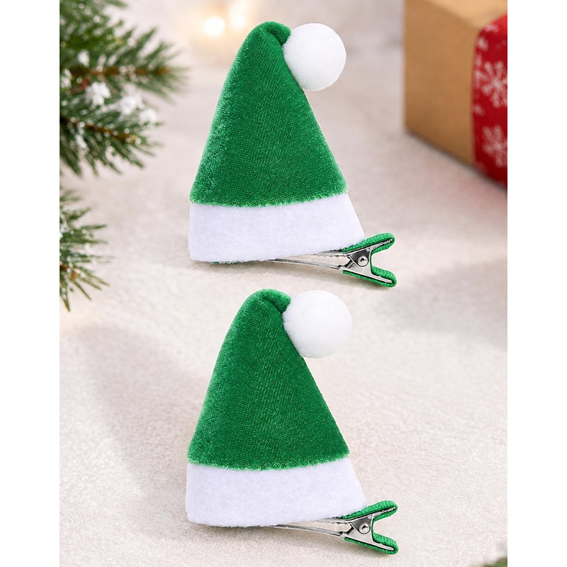 Mini Velvet Santa Hat Hair Clips, Christmas Hat Hair Accessories