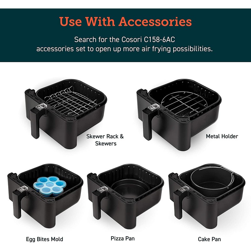 COSORI Air Fryer Accessories, Replacement 5.8QT Original Basket Black