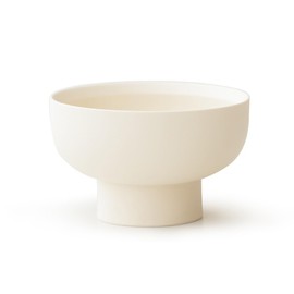 WENSHUO High-foot Deep Fruit Bowl, Ceramic Pedestal Decorative Bowl, Round Bowl for Salad, H3.38 × D5.5 Small Size, Matte Crème