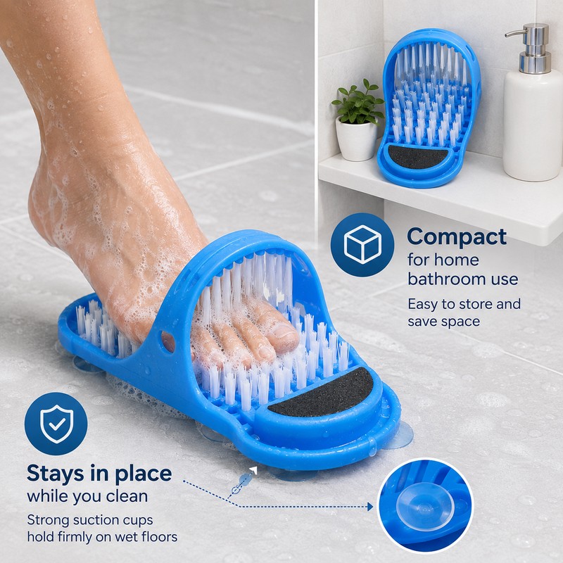 Shower Foot Scrubber for Easy Cleaning – Suction-Cup Foot Brush