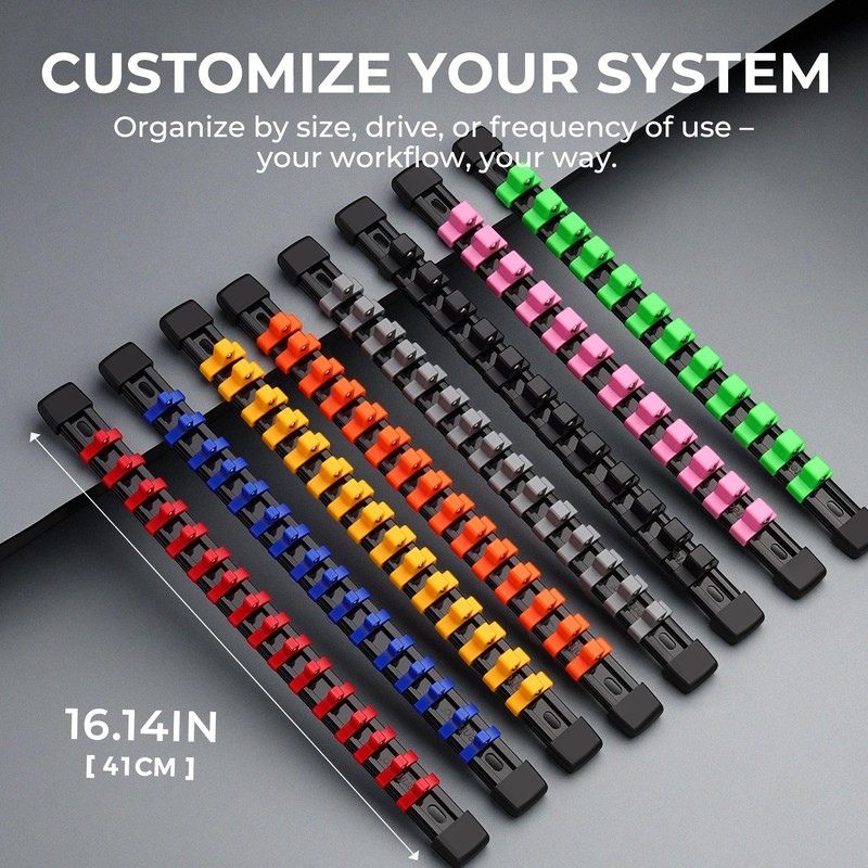 Reniteco 3-Piece Socket Organizer - 3/8-Inch Drive x 45 Clips,