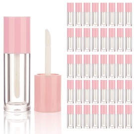 COSIDEA 40PCS Empty Pink Mini Lip Gloss Tubes 2.5ml 0.08 OZ lipgloss Tube with Wand Applicator for Lip oil tint bottles container