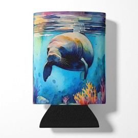 Caroline's Treasures Manatee Can or Bottle Hugger Cooler Washable Drink Sleeve Collapsible Beverage Insulated Holder, Can Hugger, Multicolor