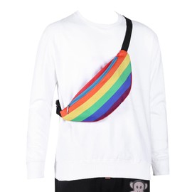 Rainbow Fanny Pack for Women Men 80s 90s Adjustable Belt Bag Plus Size Waist Crossbody Pouch for Parades Concert PRIDE Festival Vibe Workout Hiking Travel