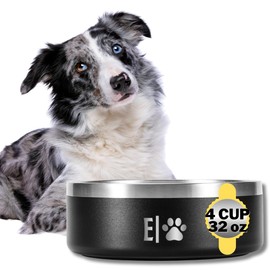 EVELANDO® Stainless Steel Dog Bowls 32 oz – 4 Cups Medium Dog Bowl Non Slip & BPA-Free – L Pet Water Bowl – Platos para Perros