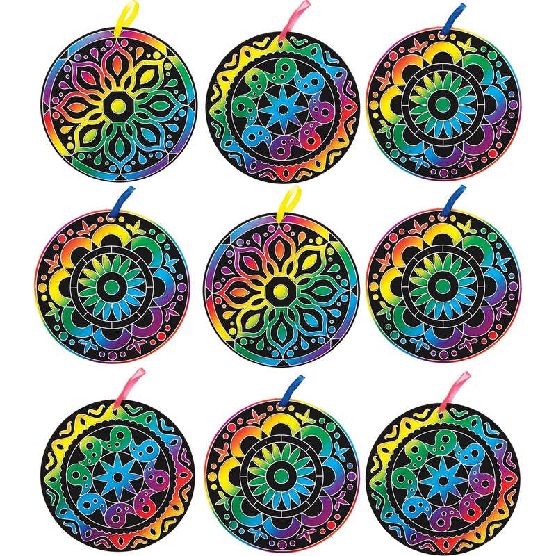 Baker Ross AW985 Rangoli Scratch Decorations, Arts and Crafts for