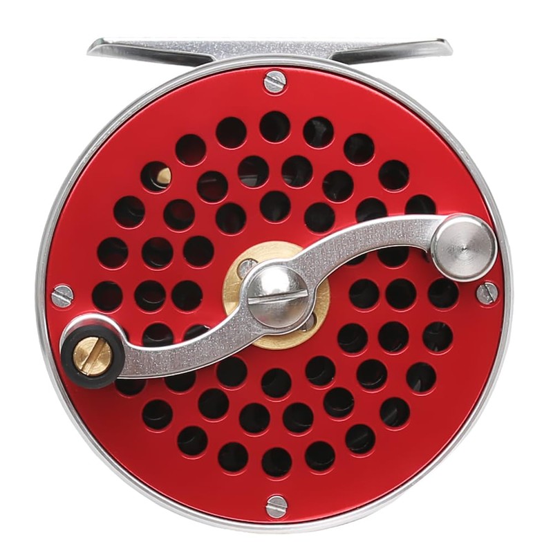 Vintage Classic Fly Fishing Reel,Right/Left Handle Position, Fly Reel (Red,