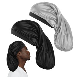 2 Pieces Large Dreadlock Cap Unisex Satin Shower Cap Head Wrap Loc Caps Satin Bonnet Sleeping Caps Hair Accessories Sleep Bonnet for Curly Braids Wave