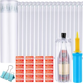 PerKoop 12''x85' Inflatable Air Pillows for Shipping Large Bubble Cushioning Wrap Packing with Pump Bubble Cushioning Wrap Roll with Fragile Stickers for Heavy Duty Moving Protection