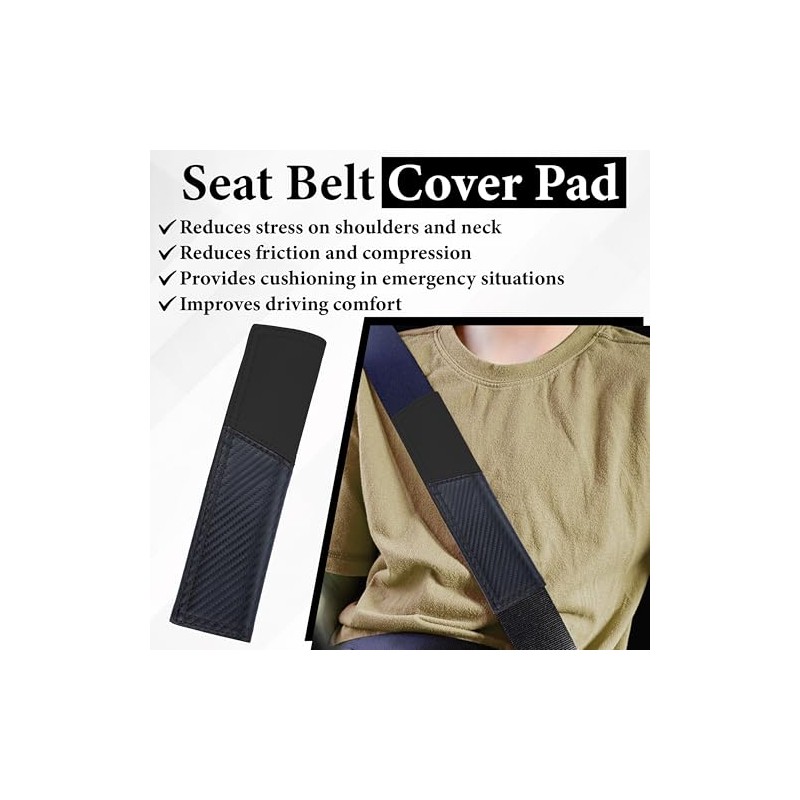 Carbon Fiber Car Seat Belt Cover Pad - 2 Pack