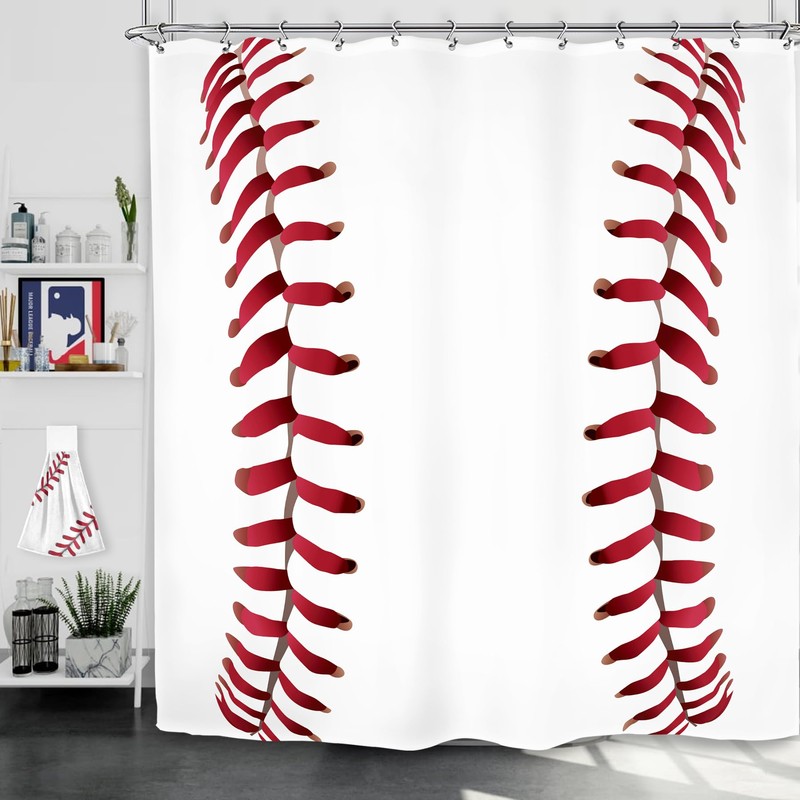 Yookeb Baseball Sports Bathroom Shower Curtain 60W by 71H Inch