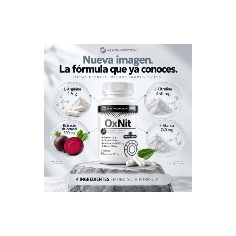 Healthaddiction Óxido Nítrico Suplemento Rendimiento Deportivo Circulación Arginina Citrulina Beta