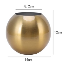 Round Vase Modern Stainless Steel Round Vase Small Flower Vase Living Room Office Table Decoration (Ancient Gold)