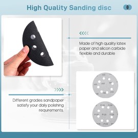125mm Sanding Discs Wet/Dry Sandpaper Sheet 80/120 Grit, 5 Inches 50Pcs Hook and Loop Sanding Pads, Sander Disc for Random Orbital Sander(8 Holes)
