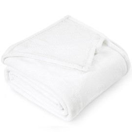 David's Home Soft Fleece Throw Blanket for Couch, 300GSM Warm Comfy for Fall Winter, Cozy Plush Lightweight Fuzzy Bed Blanket, Chirstmas Gift for Women, Aesthetic Room Decor, White, 50x60 inches