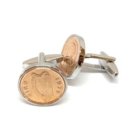 1975 50th Birthday/Anniversary Irish Half pence coin cufflinks - Irish Half pence cufflinks from 1975 for a 50th Birthday