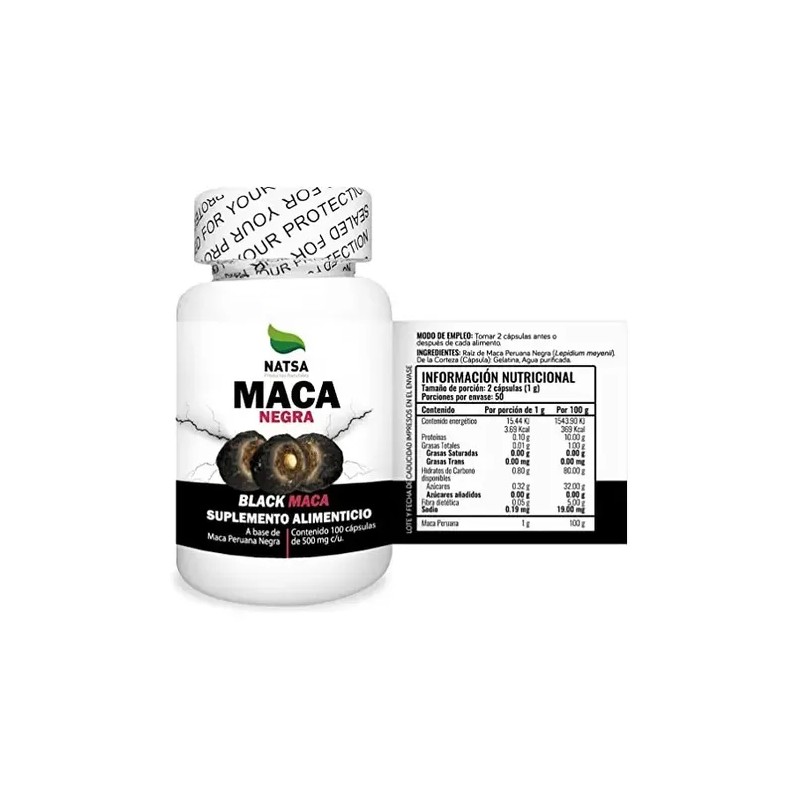 Natsa Maca Negra Black Maca 100 Cápsulas Calidad Premium Sfn