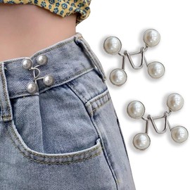 Qkari Jean Button Pins, Adjustable Jean Button, Detachable Jean Button Pin, No Sewing Required, Perfect Fit Instant Jean Button.(White Pearl)