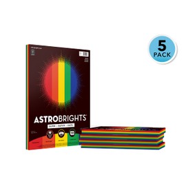Astrobrights Colored Paper, 8.5" x 11" 24 lb/89 gsm, Primary" 5-Color Assortment, 5 Individual Packs of 100 Assorted Sheets - 500 Sheets in Total (22228)