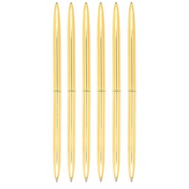 NUOLUX Dual Heads Rotation Metal Ballpoint Pen Blue Ink Pen, 6 Pieces (Golden)