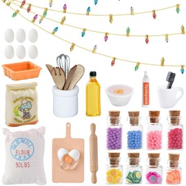 Gnome Accessories Christmas, Pack of 32 Miniature Dollhouse Accessories, Gnome Kitchen Accessories, Gnome Door Accessories, Christmas Miniature Ornament for Gnome Door Decoration and 1:12 Dollhouse