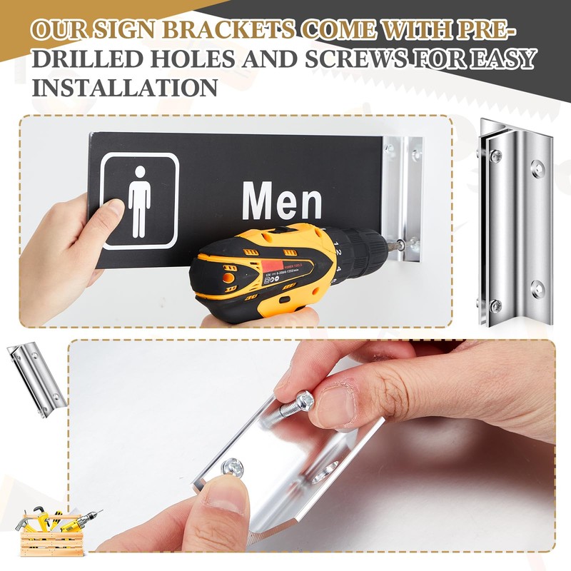 Zonon 10 Pack 4" Length Aluminum Corridor Sign Wall Brackets,