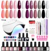 PHOENIXY Kit Unghie Gel Completo, 12 Colori, Lampada UV/LED 36W,