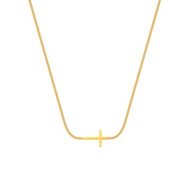 BSTGEKELY 14K Gold Plated Cross Necklace for Women,Hypoallergenic Religious Jewelry Gift for Baptism, Christmas, Everyday Layering Chain