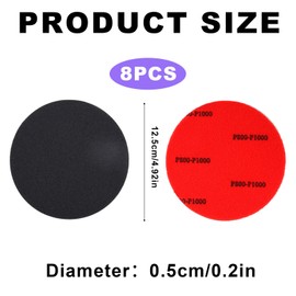 PEUTIER 8pcs Bowling Ball Sanding Pads, with 8 Kinds of Grits, 5 Inches Bowling Ball Sanding and Polishing Kit Bowling Surface Pads Abralon Pads Resurfacing and Cleaning Kit Bowling Accessories (Red)