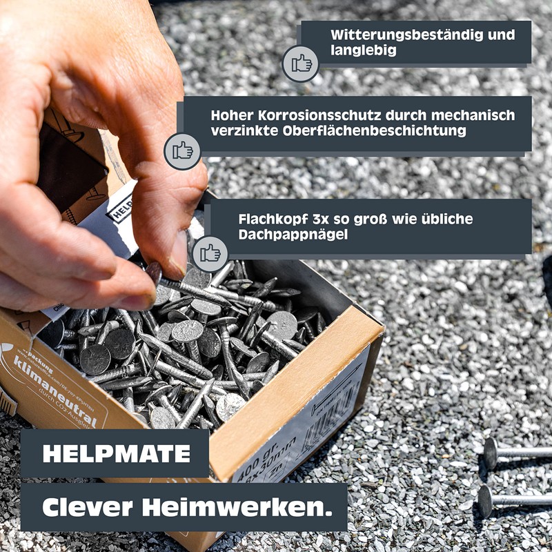 HELPMATE Roofing Felt Nails 2.0 x 16 mm Mechanical Galvanised