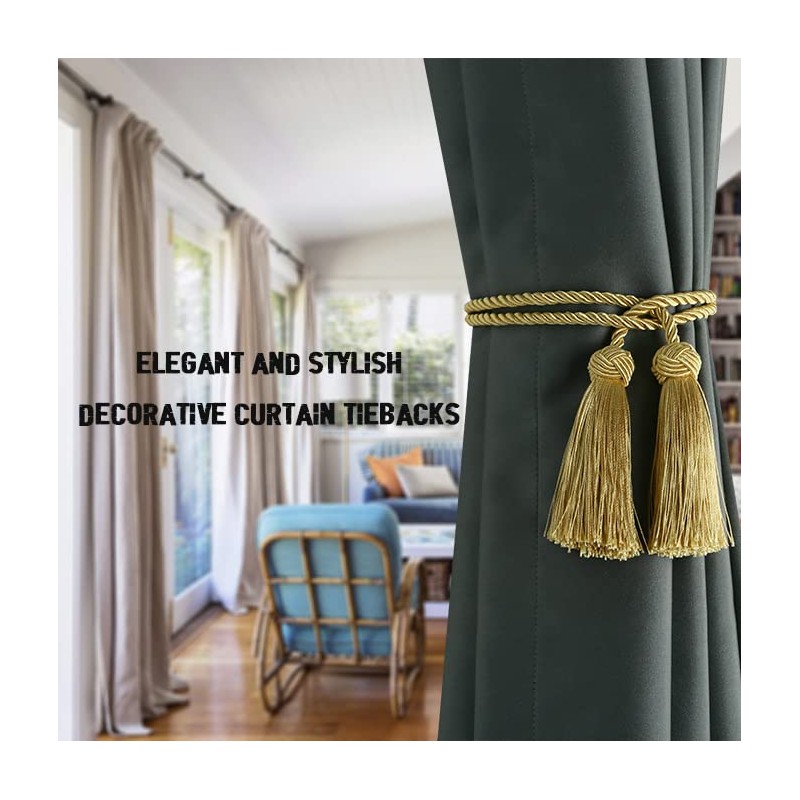 BEL AVENIR 4 Pack Curtain Handmade Tiebacks Decorative Curtain Holdbacks