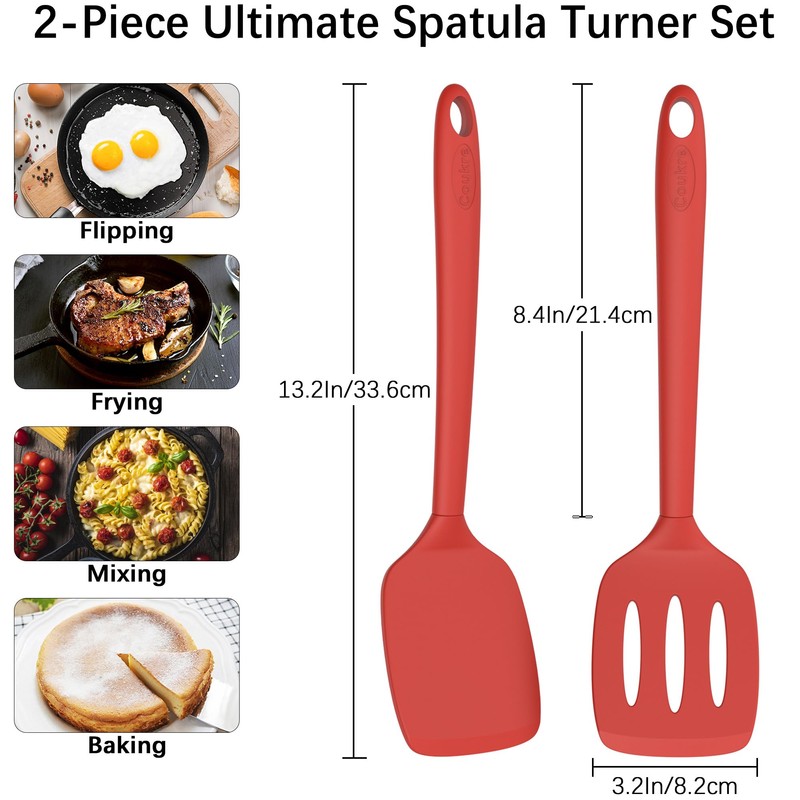 Coukre 2 Pack Silicone Spatula Set, High Heat Resistant, BPA