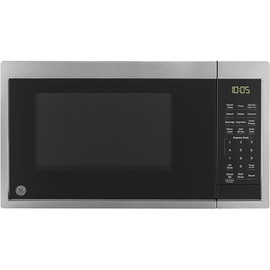 GE Countertop Microwave Oven, Compact 0.9 Cubic Ft., 900-watt Capacity, 7 Auto Cooking Settings, Child-Lock Technology, Kitchen Essentials for the Countertop, Dorm Room or Apartment, Stainless Steel