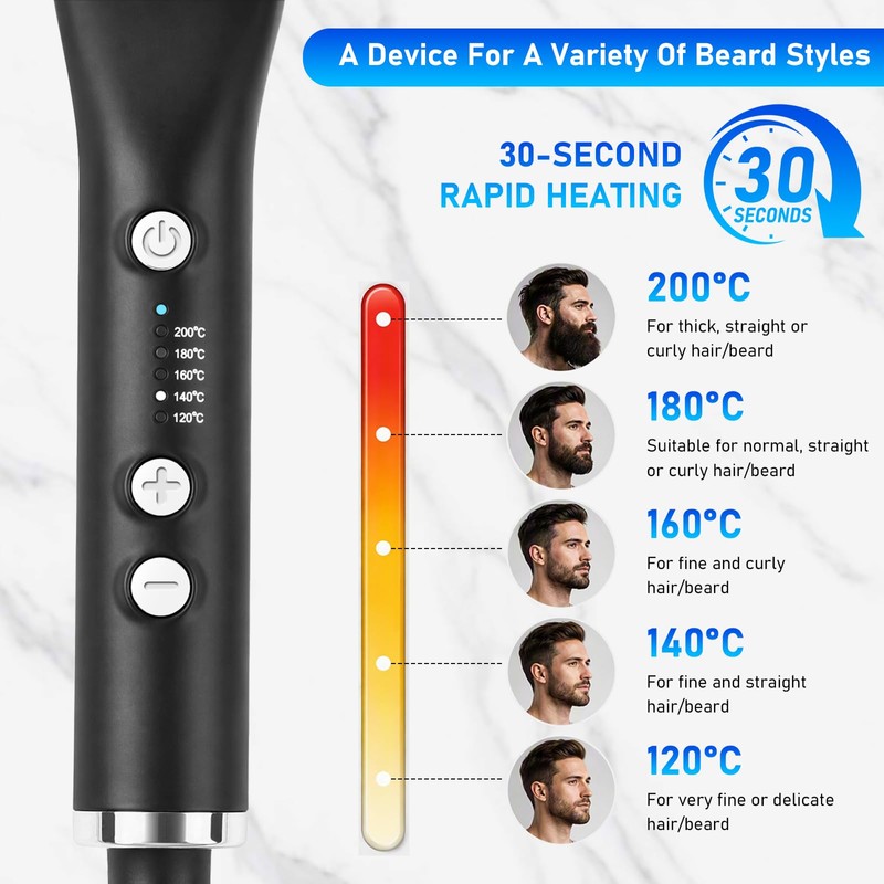 Focenat 2 in 1 Beard Straightener for Men, Mini Straightener,