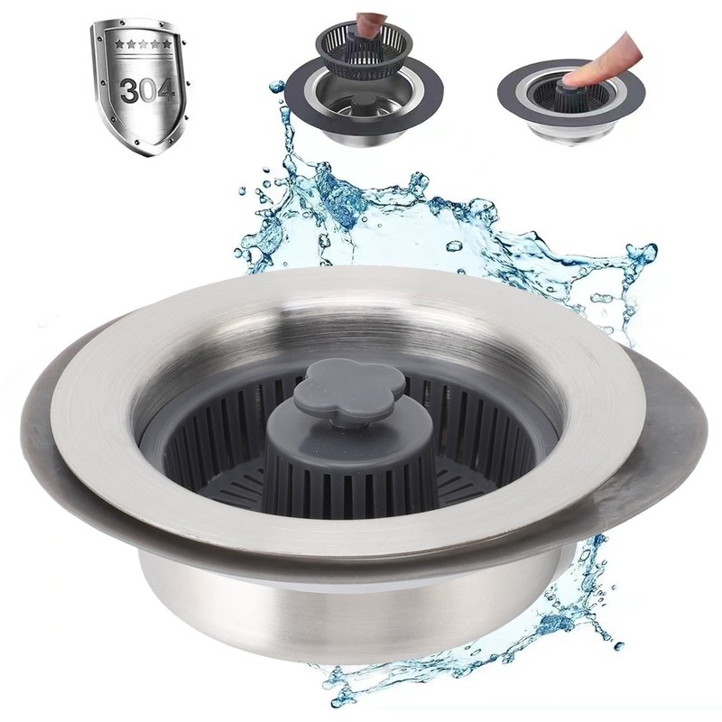 Kitchen Sink Drain Strainer Stopper Set Prevents Clogging 2 in