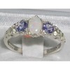 925 Sterling Silver Natural Opal and Tanzanite Womens Promise Ring