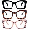 REAVEE 3 Pack Oversized Square Reading Glasses Oprah Style for