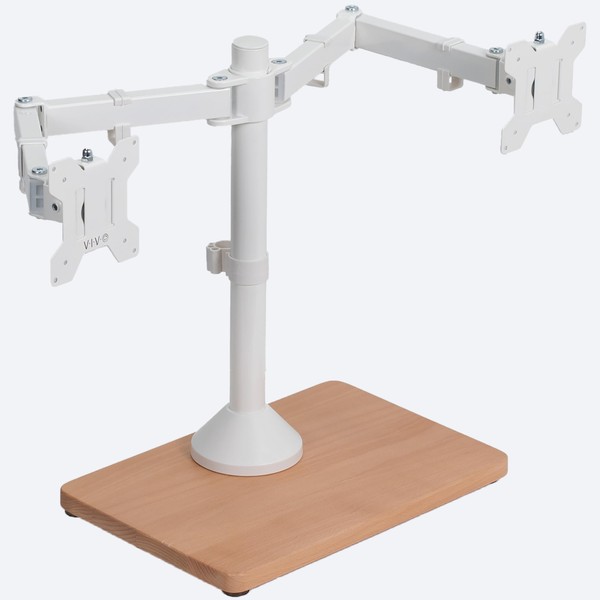 VIVO Freestanding Dual Monitor Stand with Solid Wood Base and