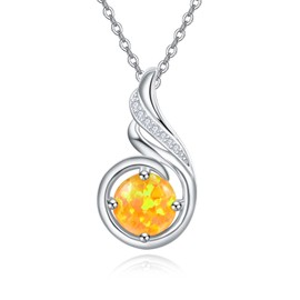 KINGWHYTE Opal Necklace 925 Sterling Silver Phoenix Princess Necklace, Opal Pendant for Women Birthstone Jewellery Birthday Gift for Her - 18 Inches + 2 Inches Silver Chain, Sterling Silver, Opal