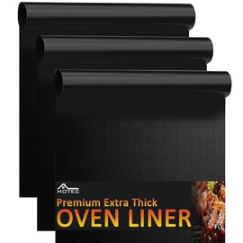 HOTEC Oven Liners for Bottom of Oven 25"x17", 3 Pack Premium Extra Tick Non-Stick Oven Mat for Electric, Gas, Toaster Ovens, Grills - BPA-Free, Dishwasher Safe