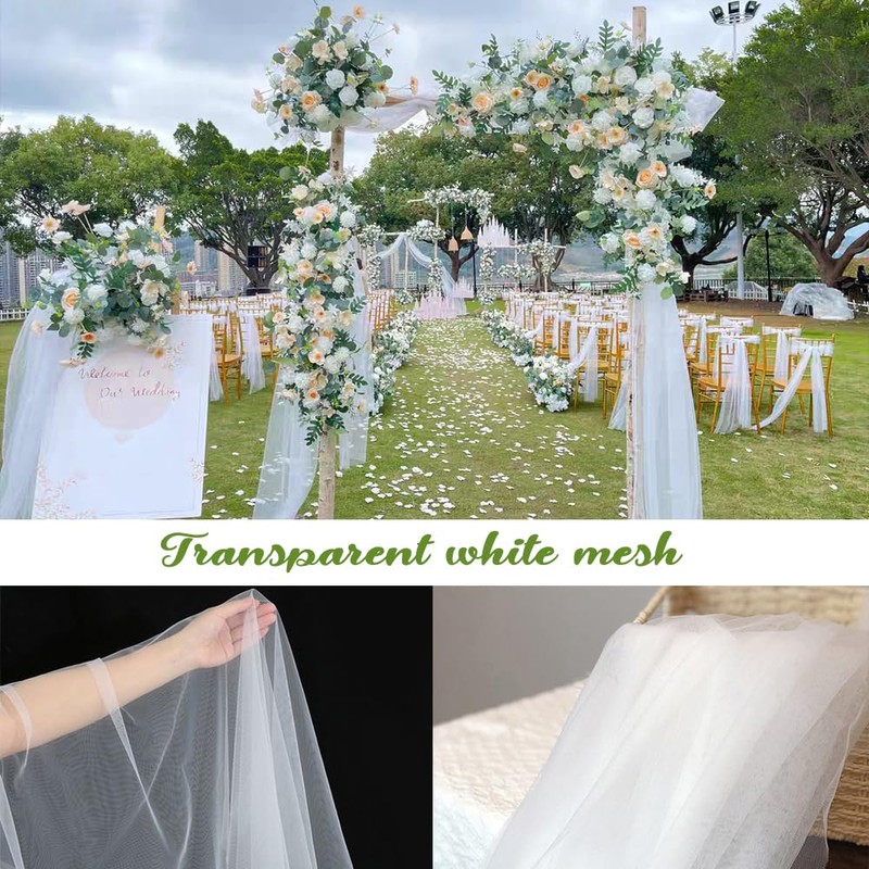 Junhui Wedding Arch Decorative Tulle Fabric, 160 x 600 cm,