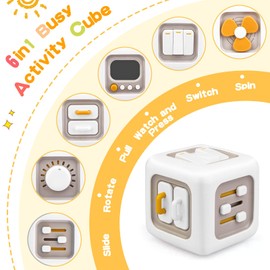 Busy Cube for Toddlers, Montessori Toy Gift for Children, Travel Toy for Children from 1-3 Years, Learning Fine Motor Skills First Birthday Gift for Children from 12 Months