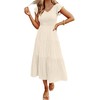 MEROKEETY Women's Flutter Sleeve Smocked Midi Dress V Neck Casual