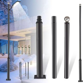 Street Light Pole 10Ft Tall - Outdoor Adjustable Galvanized Metal Street Lamp Post with Mounting Rebar Cage Base