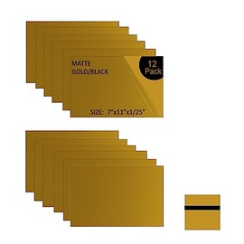 XLNT TECH Engraving Blank Materials ABS Double Color Plastic Sheet, Matte Gold/Black (7" x 11" x .040", 12 Pieces) for Interior Signs, Badges.