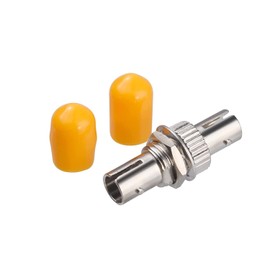 Duogalia 100-Pack ST Fiber Optical Couplers Adapter Cable Barrel Connector ST to ST Bulkhead Fiber Coupler Singlemode, Yellow Cap