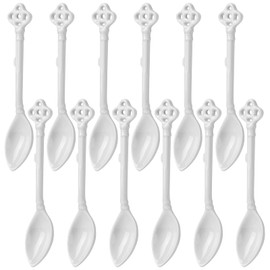 Espresso Spoons Set of 12, Ceramic Coffee Spoons, Long Handle Demitasse Espresso Spoons, Porcelain Small Coffee Stirring Spoon (White)
