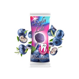 Xylitol Birch Sugar Lolli Blueberry | 25 Pieces x 6 g | Sugar-Free Lollipop | Vegan & Calorie Reduced | Dental Care Lollipop | Blueberry Lollies Bulk Pack
